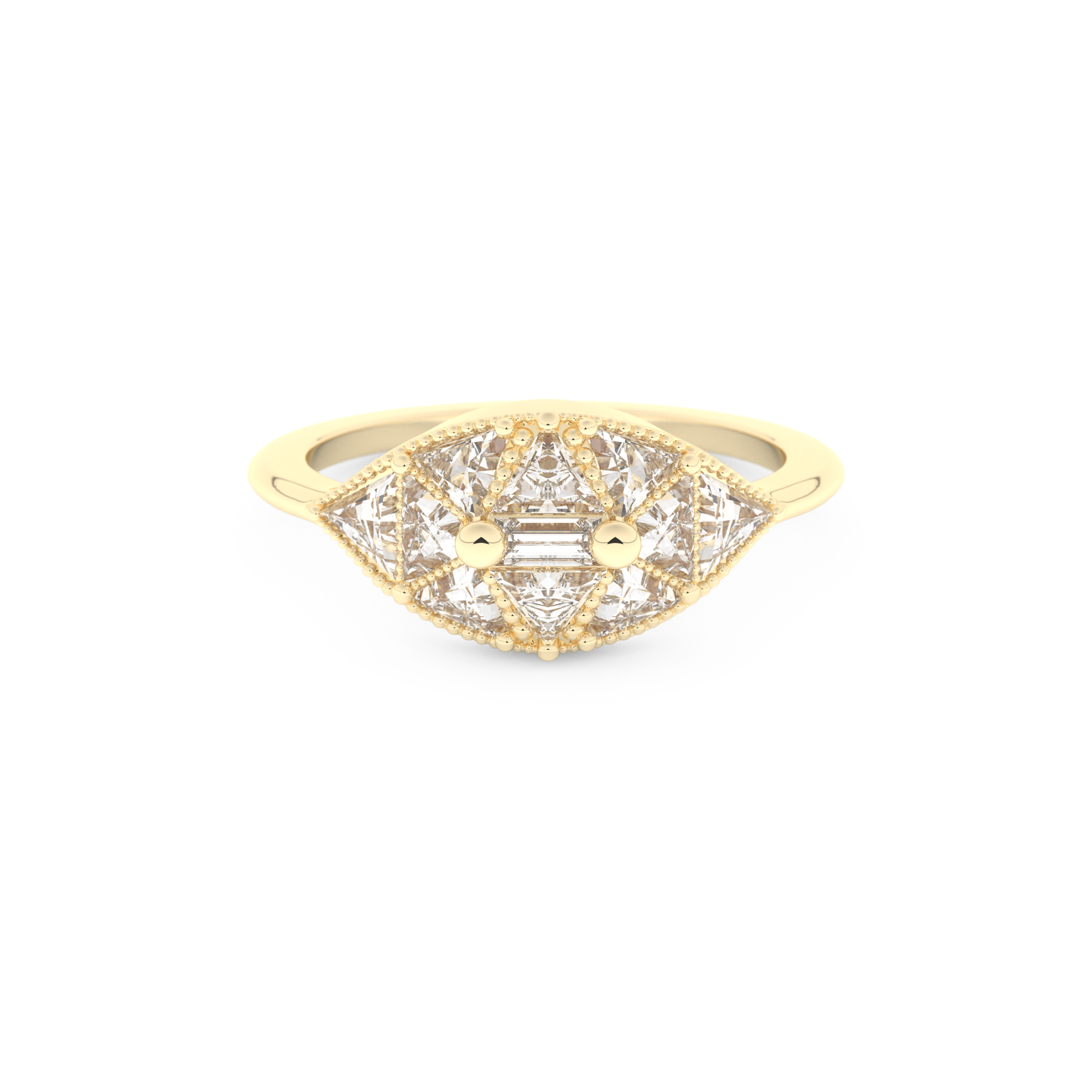 Wedding Band with 1.51 CT Triangle & Baguette Straight Cut Moissanite – Yellow, White, or Rose Gold