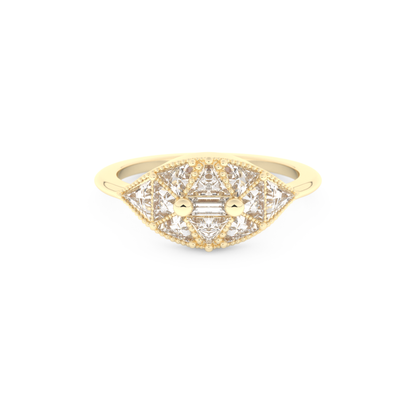Wedding Band with 1.51 CT Triangle & Baguette Straight Cut Moissanite – Yellow, White, or Rose Gold