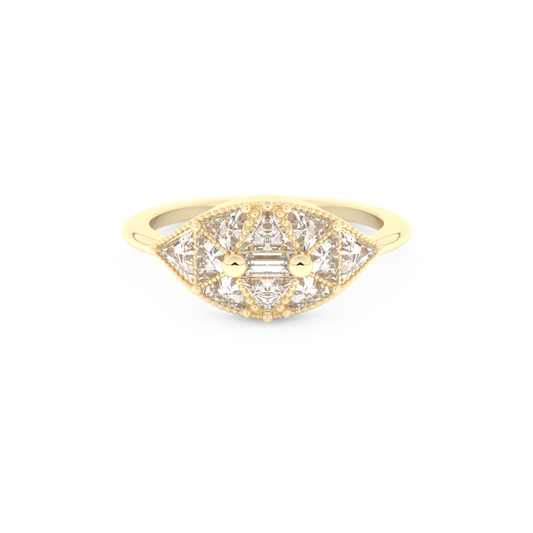 Wedding Band with 1.51 CT Triangle & Baguette Straight Cut Moissanite – Yellow, White, or Rose Gold