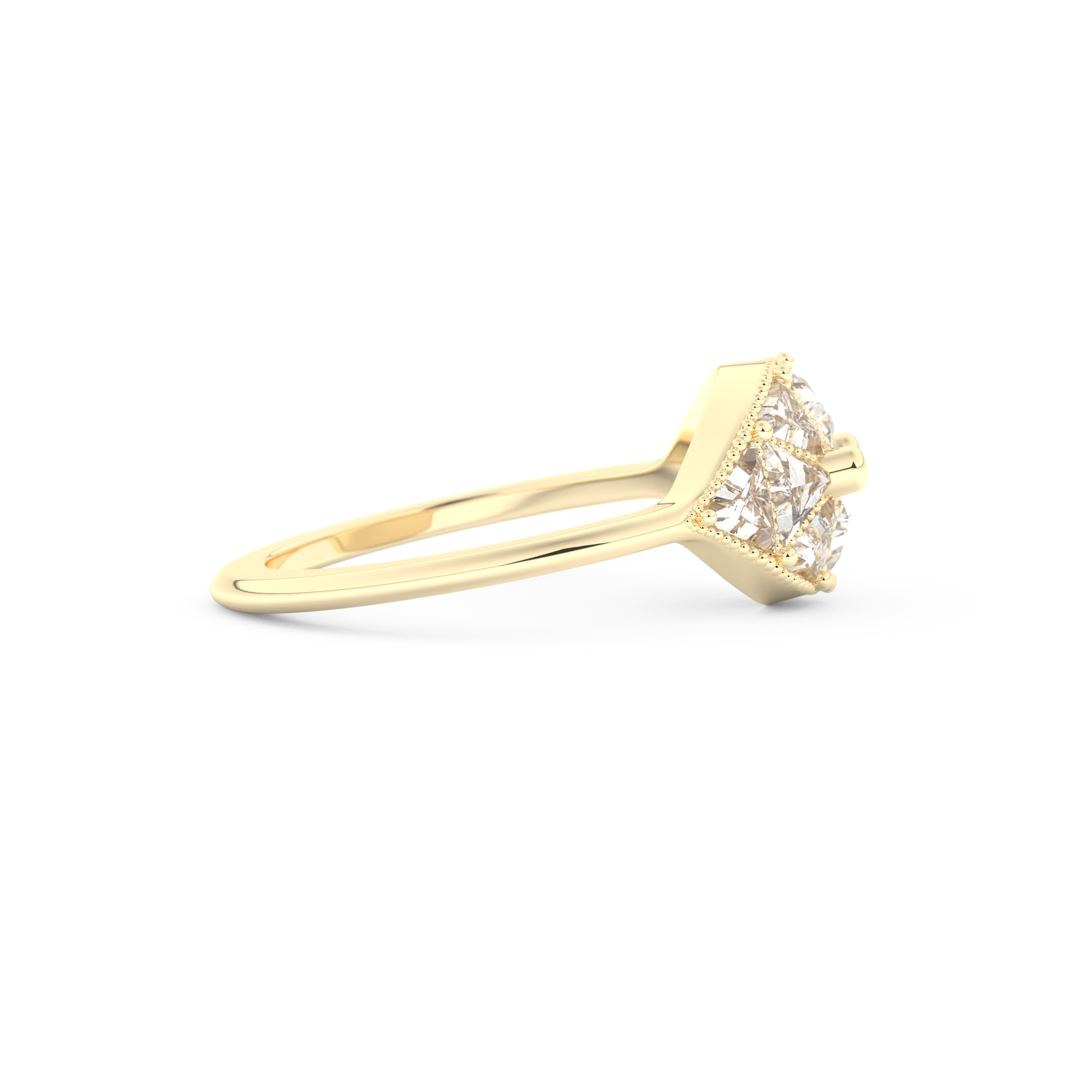 Wedding Band with 1.51 CT Triangle & Baguette Straight Cut Moissanite – Yellow, White, or Rose Gold