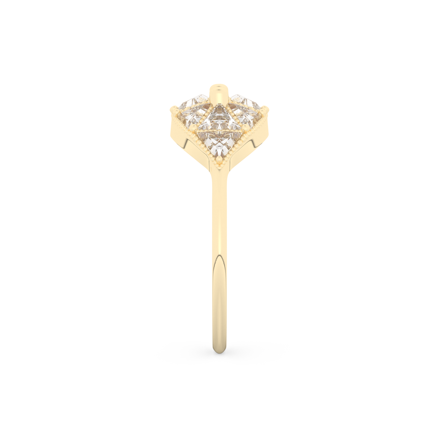 Wedding Band with 1.51 CT Triangle & Baguette Straight Cut Moissanite – Yellow, White, or Rose Gold