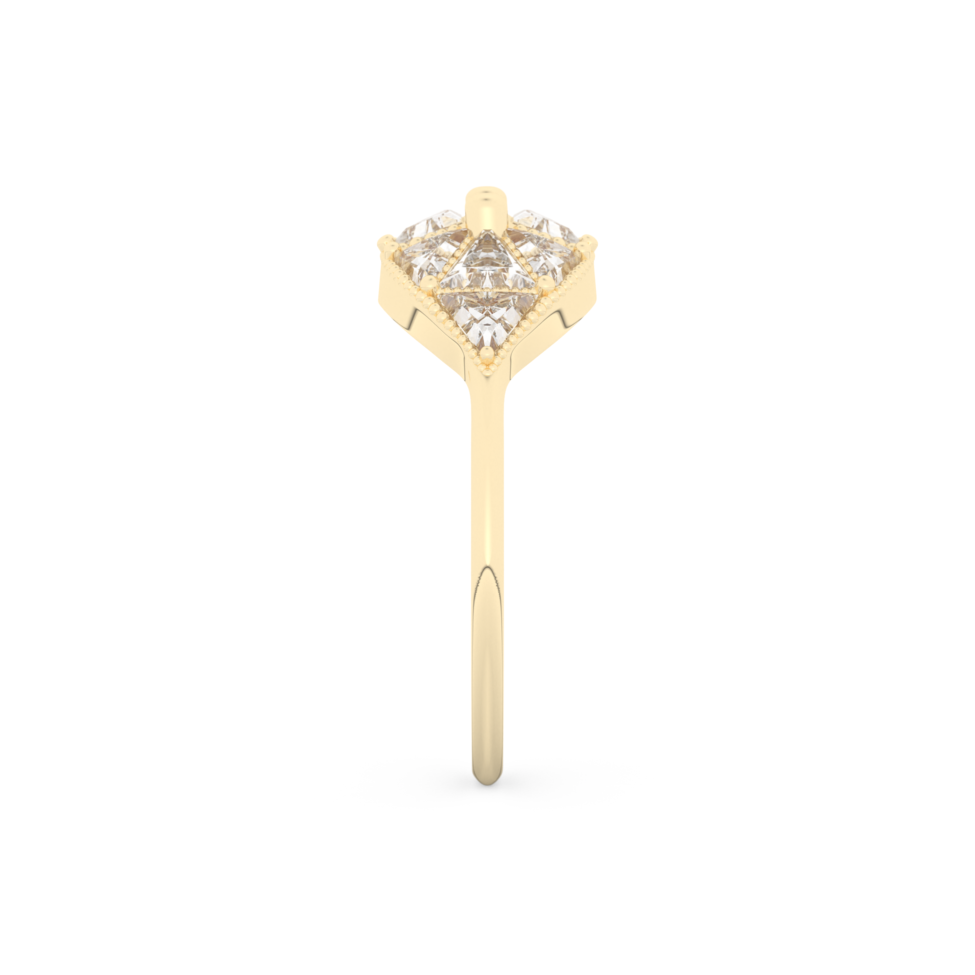 Wedding Band with 1.51 CT Triangle & Baguette Straight Cut Moissanite – Yellow, White, or Rose Gold