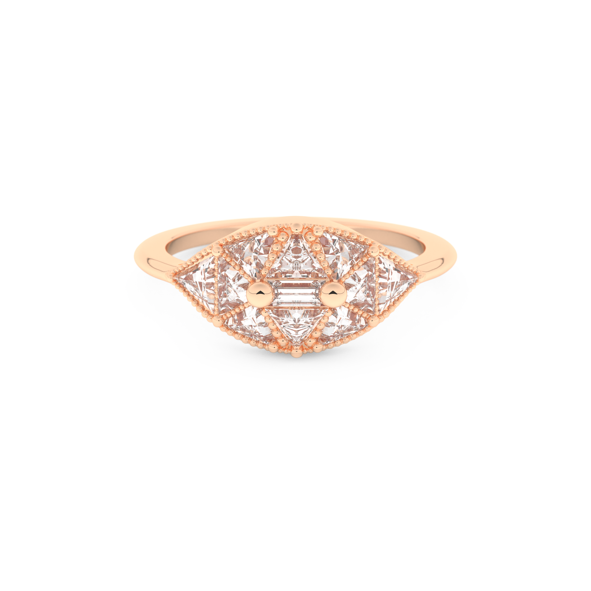 Wedding Band with 1.51 CT Triangle & Baguette Straight Cut Moissanite – Yellow, White, or Rose Gold