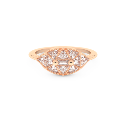 Wedding Band with 1.51 CT Triangle & Baguette Straight Cut Moissanite – Yellow, White, or Rose Gold