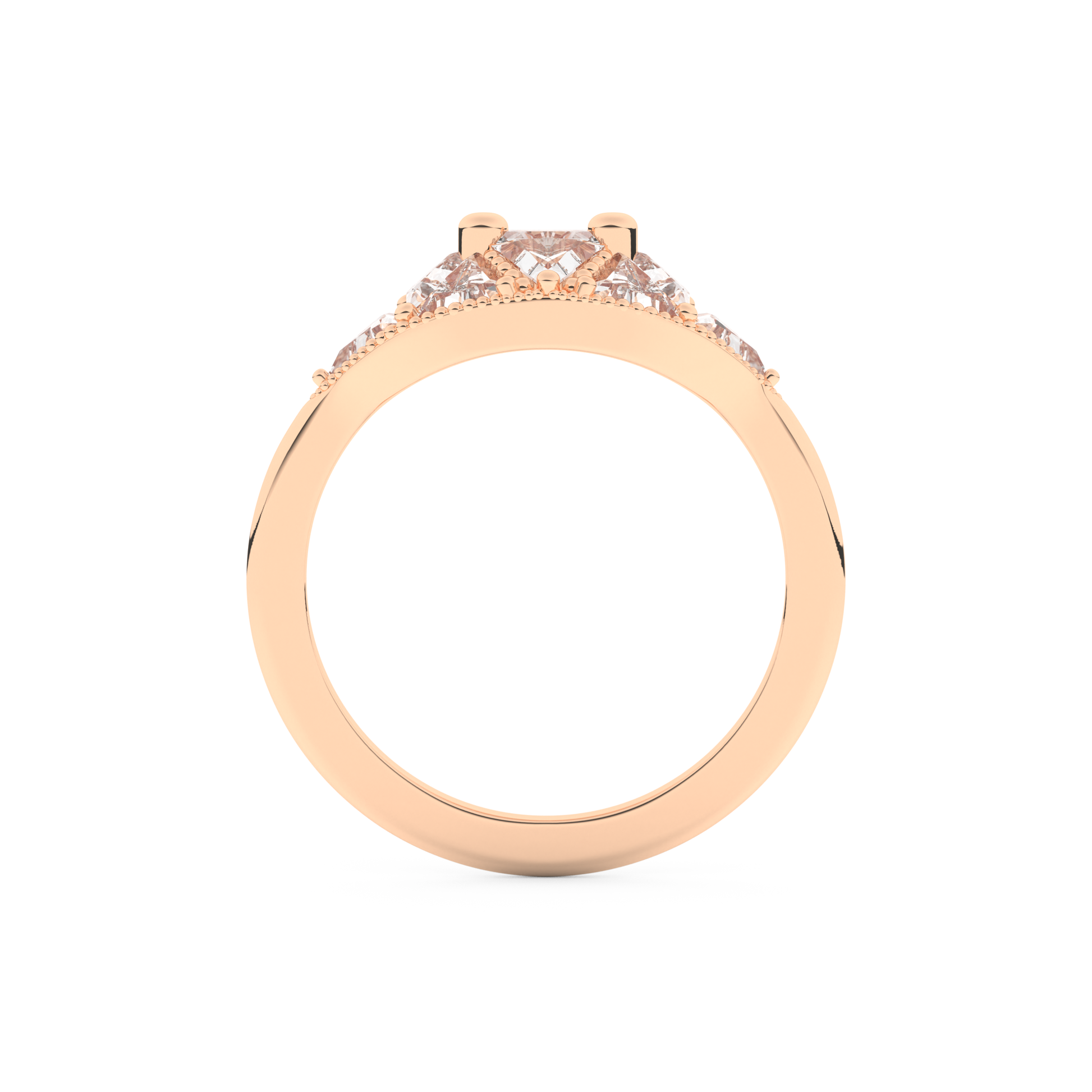 Wedding Band with 1.51 CT Triangle & Baguette Straight Cut Moissanite – Yellow, White, or Rose Gold