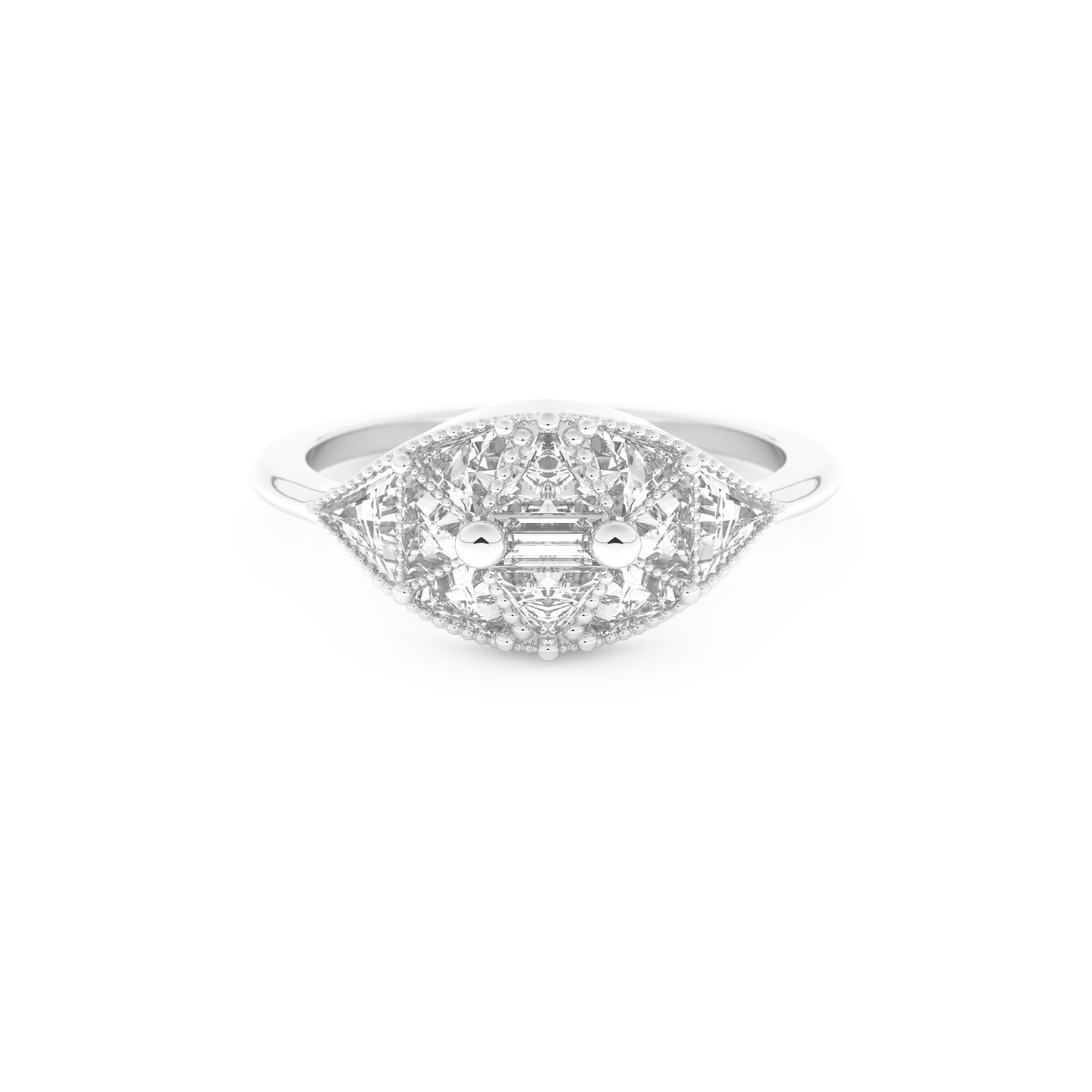 Wedding Band with 1.51 CT Triangle & Baguette Straight Cut Moissanite – Yellow, White, or Rose Gold