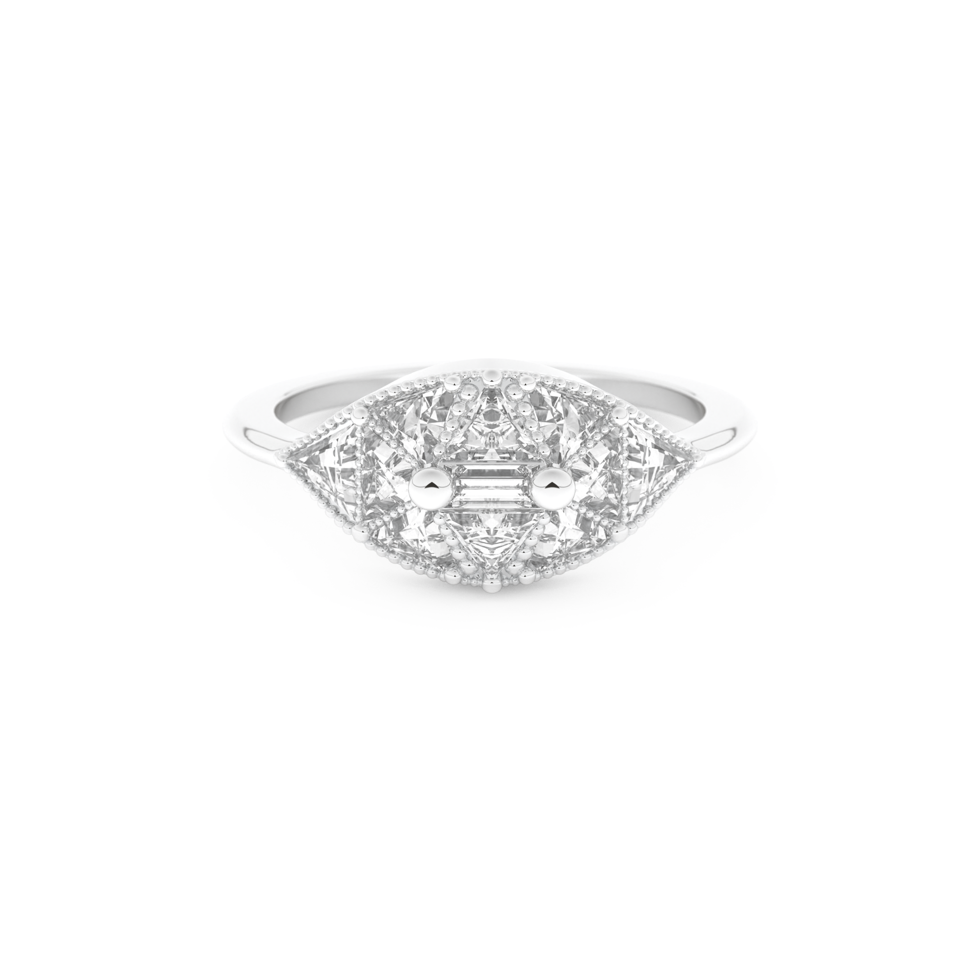 Wedding Band with 1.51 CT Triangle & Baguette Straight Cut Moissanite – Yellow, White, or Rose Gold