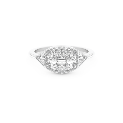 Wedding Band with 1.51 CT Triangle & Baguette Straight Cut Moissanite – Yellow, White, or Rose Gold