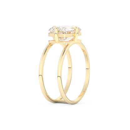 Elongated Emerald Cut 2.51 Carat Moissanite Ring – Solitaire & Double Shank Setting in Gold