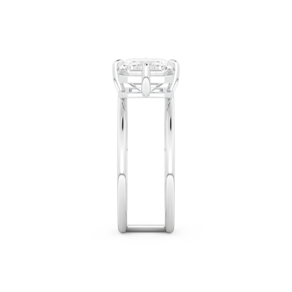 Elongated Emerald Cut 2.51 Carat Moissanite Ring – Solitaire & Double Shank Setting in Gold