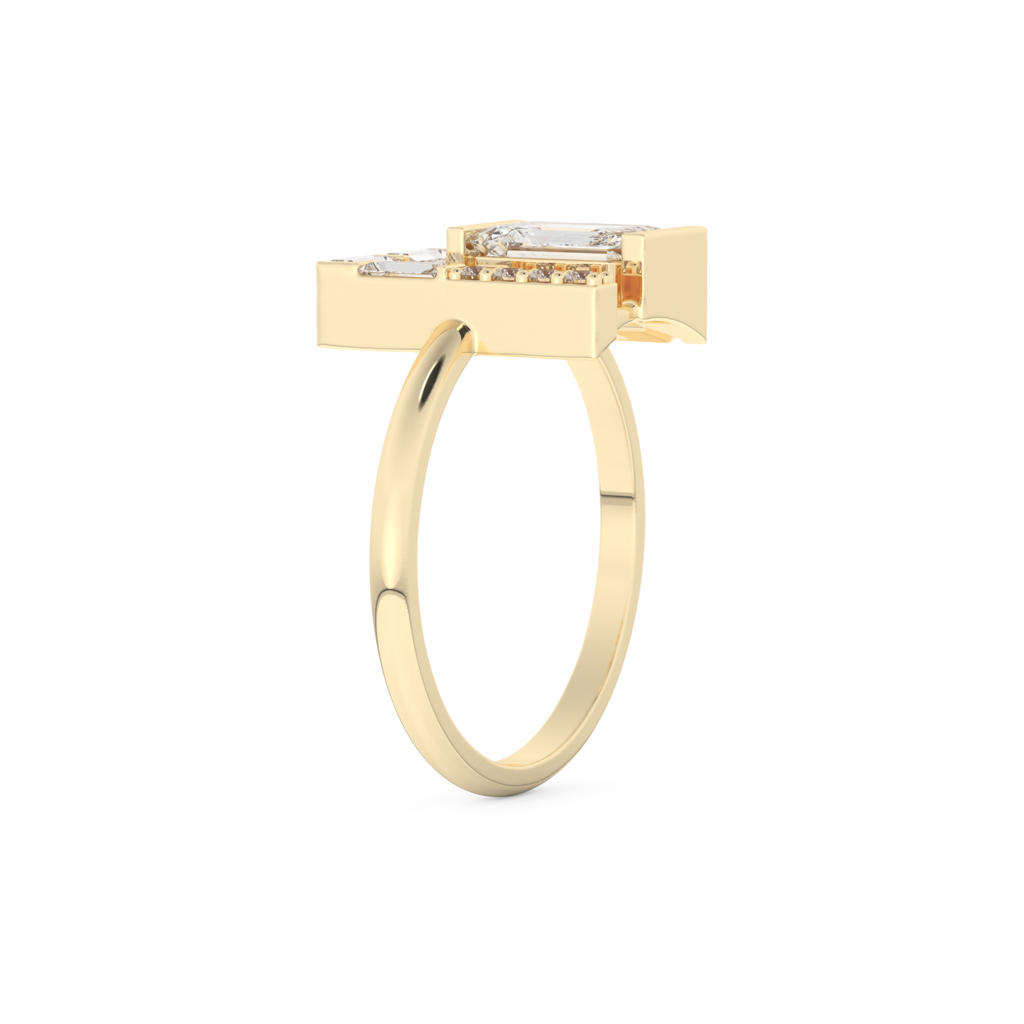 Wedding Band with 1.00 CT Round ,Emerald & Baguette Cut Moissanite – Yellow, White, or Rose Gold