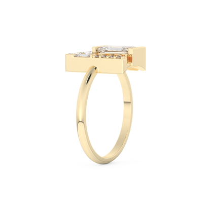 Wedding Band with 1.00 CT Round ,Emerald & Baguette Cut Moissanite – Yellow, White, or Rose Gold