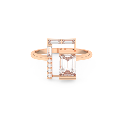 Wedding Band with 1.00 CT Round ,Emerald & Baguette Cut Moissanite – Yellow, White, or Rose Gold