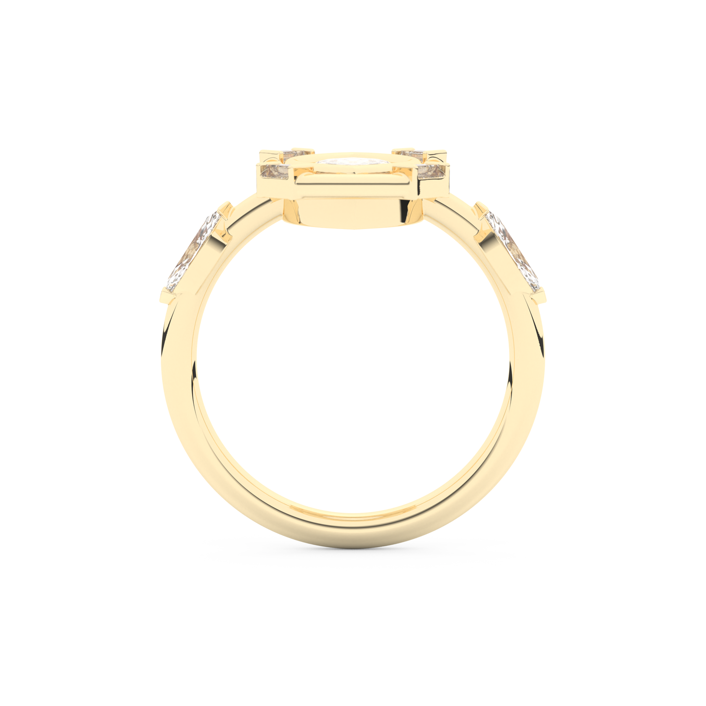 Elongated Marquise Cut 0.88 Carat Moissanite Ring – Bezel Setting in Gold