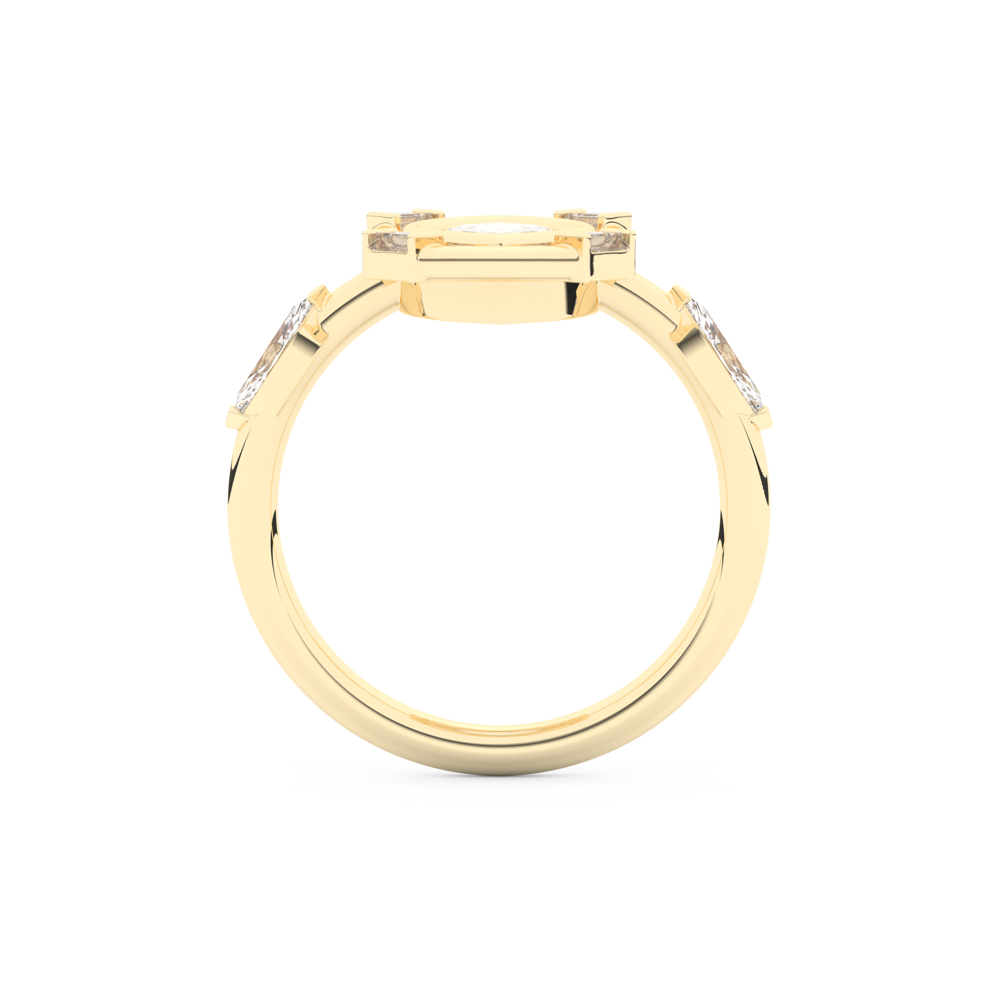 Elongated Marquise Cut 0.88 Carat Moissanite Ring – Bezel Setting in Gold