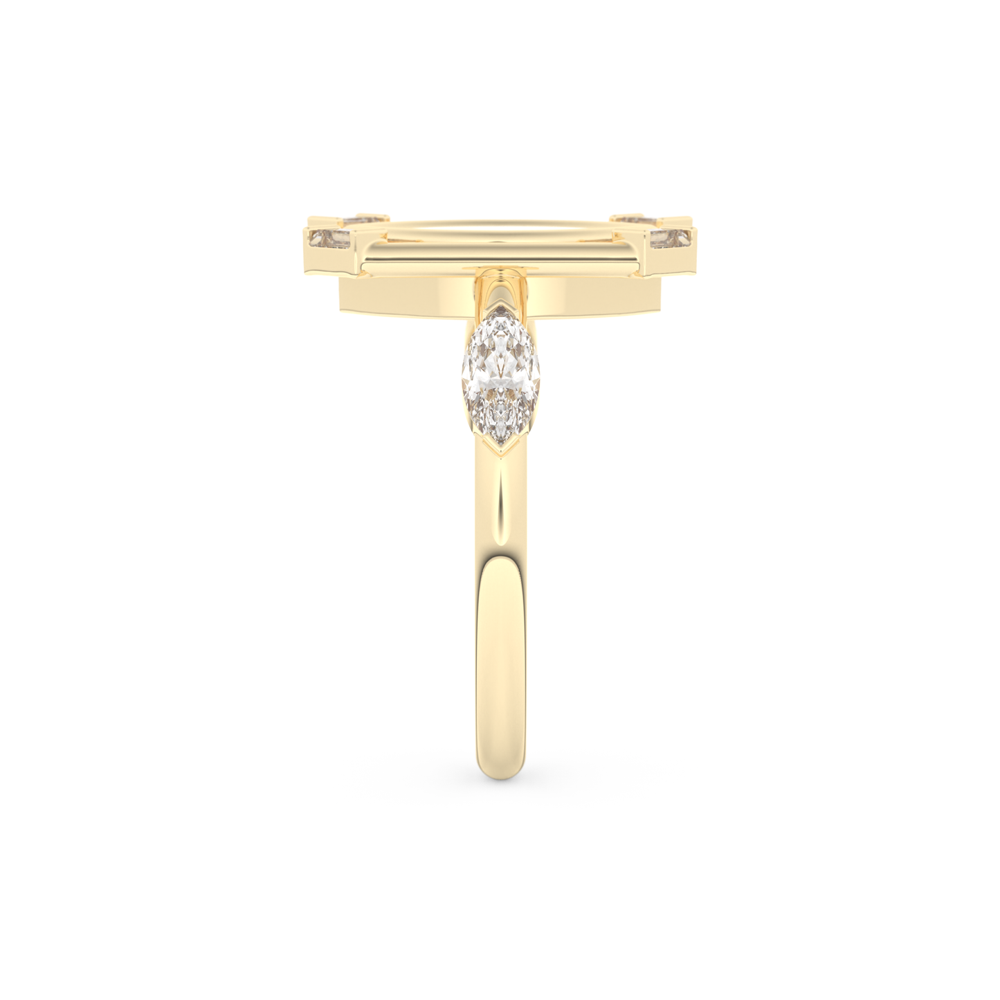 Elongated Marquise Cut 0.88 Carat Moissanite Ring – Bezel Setting in Gold