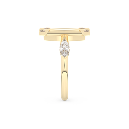 Elongated Marquise Cut 0.88 Carat Moissanite Ring – Bezel Setting in Gold