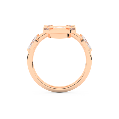 Elongated Marquise Cut 0.88 Carat Moissanite Ring – Bezel Setting in Gold