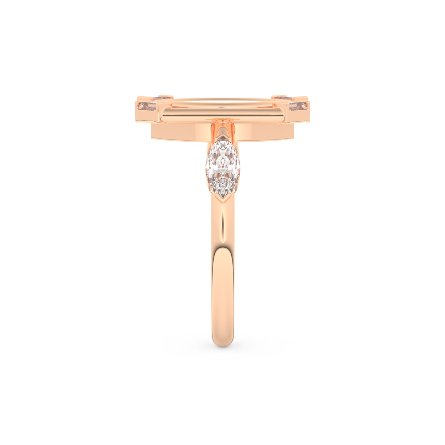Elongated Marquise Cut 0.88 Carat Moissanite Ring – Bezel Setting in Gold