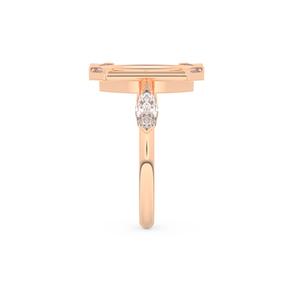 Elongated Marquise Cut 0.88 Carat Moissanite Ring – Bezel Setting in Gold