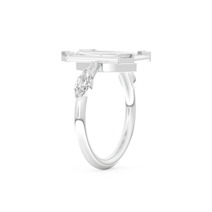 Elongated Marquise Cut 0.88 Carat Moissanite Ring – Bezel Setting in Gold
