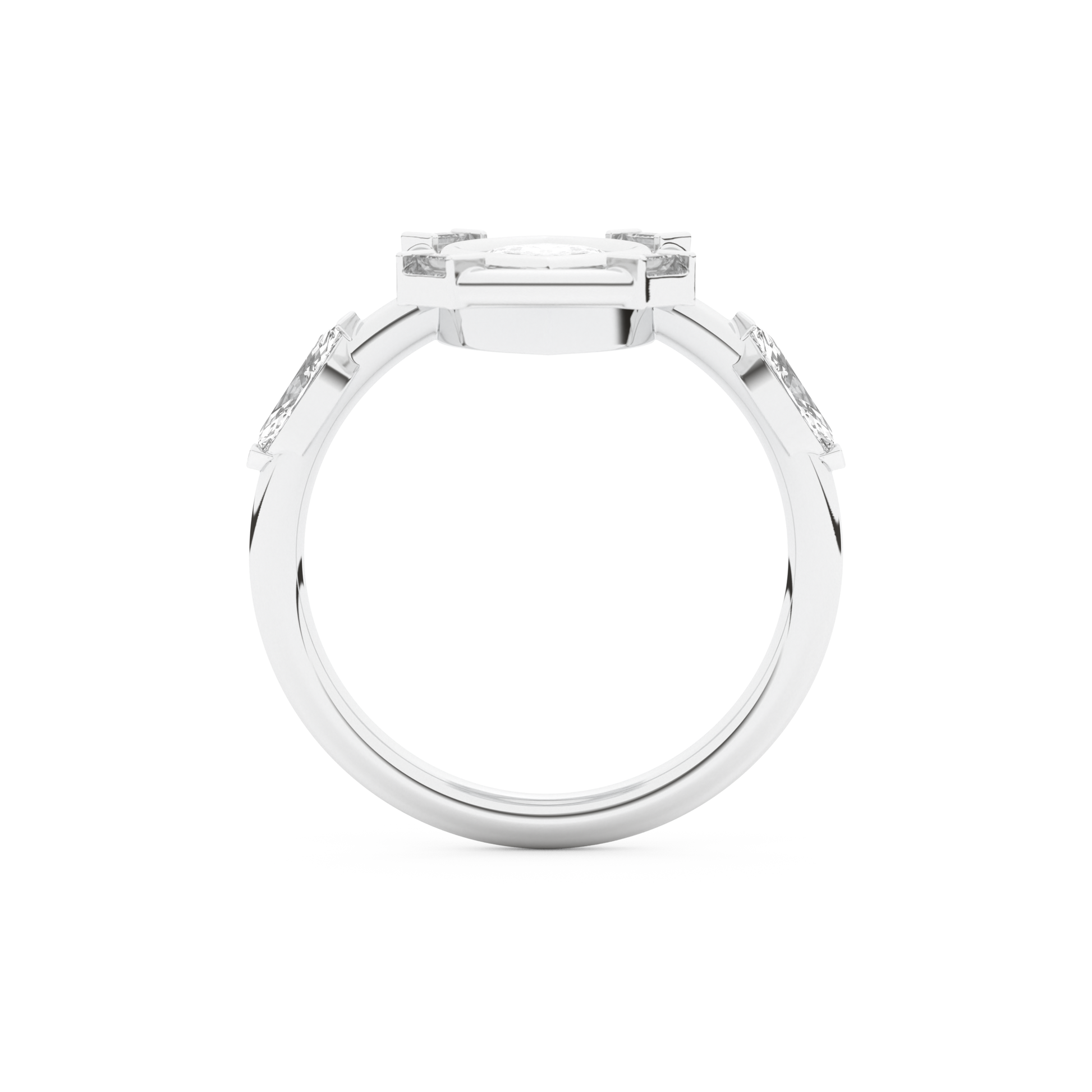 Elongated Marquise Cut 0.88 Carat Moissanite Ring – Bezel Setting in Gold