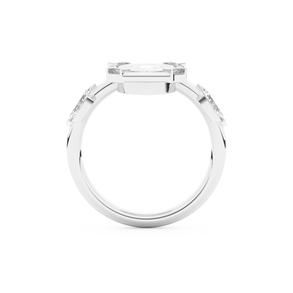 Elongated Marquise Cut 0.88 Carat Moissanite Ring – Bezel Setting in Gold