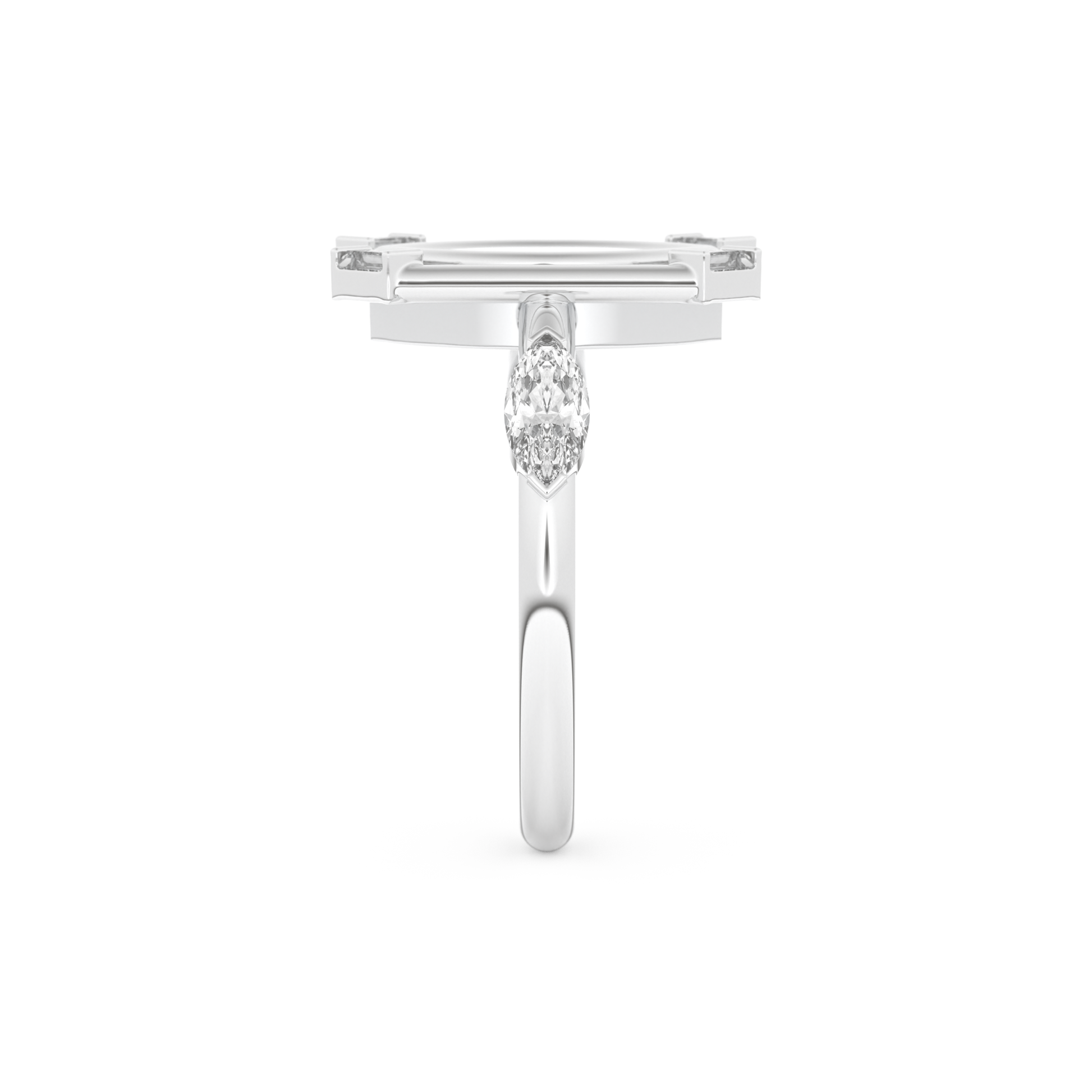 Elongated Marquise Cut 0.88 Carat Moissanite Ring – Bezel Setting in Gold