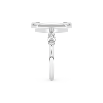 Elongated Marquise Cut 0.88 Carat Moissanite Ring – Bezel Setting in Gold