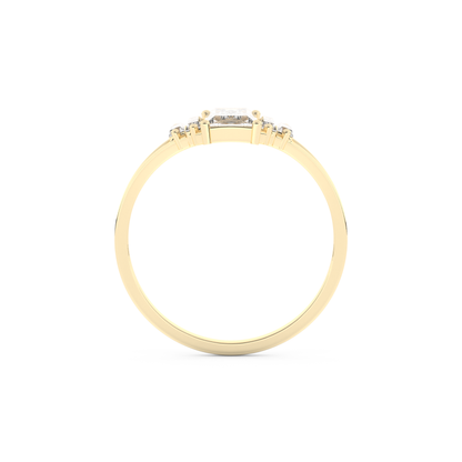 Elongated Baguette Straight Cut 1.0 Carat Moissanite Ring – Three Stones and Split Shank Setting in Gold
