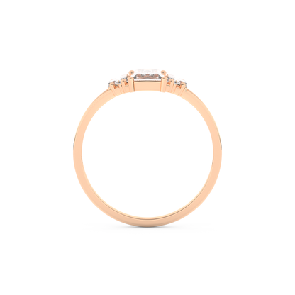 Elongated Baguette Straight Cut 1.0 Carat Moissanite Ring – Three Stones and Split Shank Setting in Gold
