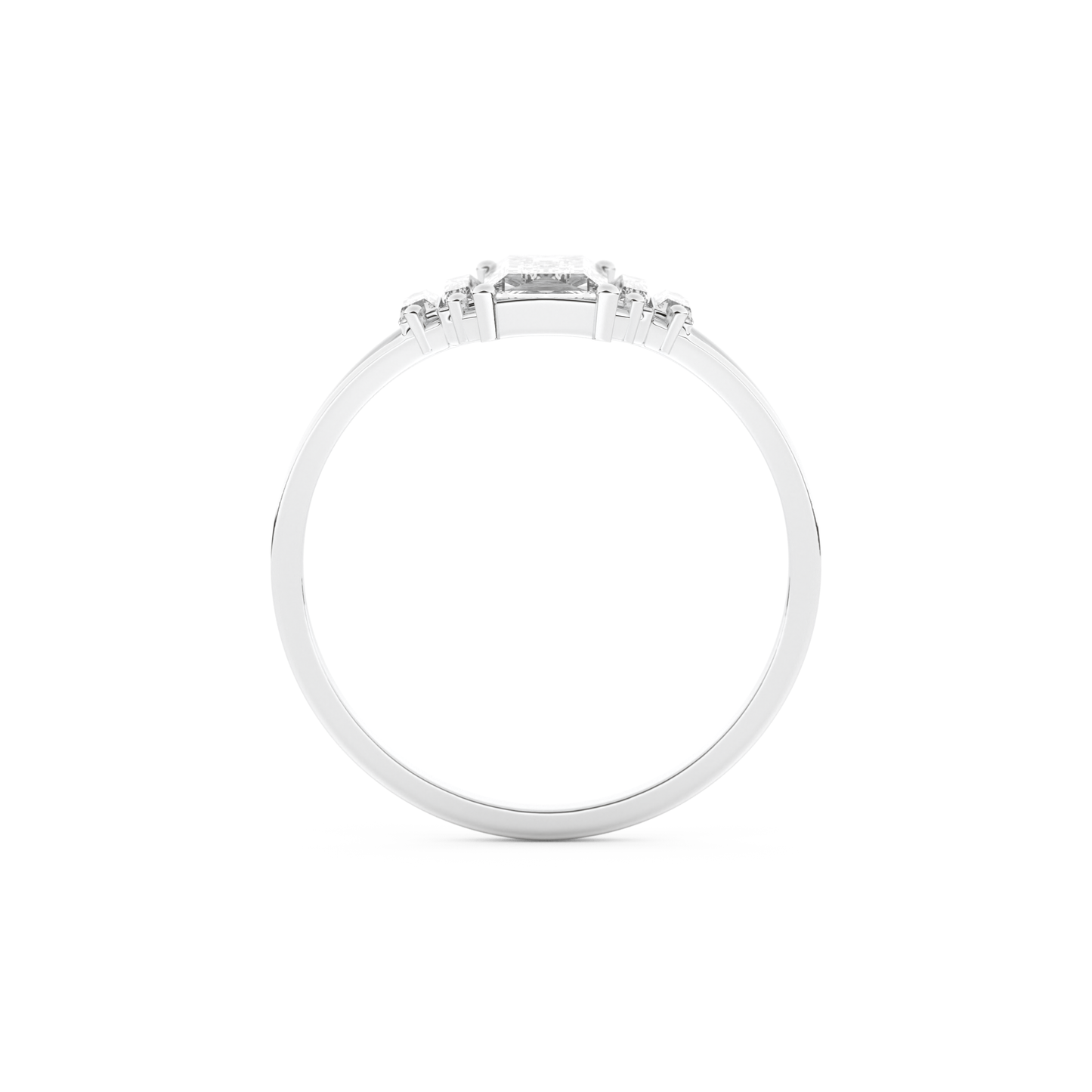Elongated Baguette Straight Cut 1.0 Carat Moissanite Ring – Three Stones and Split Shank Setting in Gold