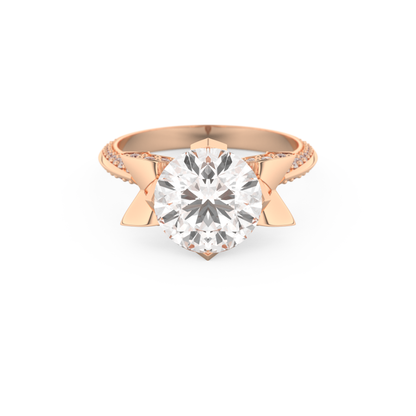 Elongated Round Cut 3.0 Carat Moissanite Ring – Hidden Halo & Pave Setting in Gold