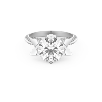 Elongated Round Cut 3.0 Carat Moissanite Ring – Hidden Halo & Pave Setting in Gold