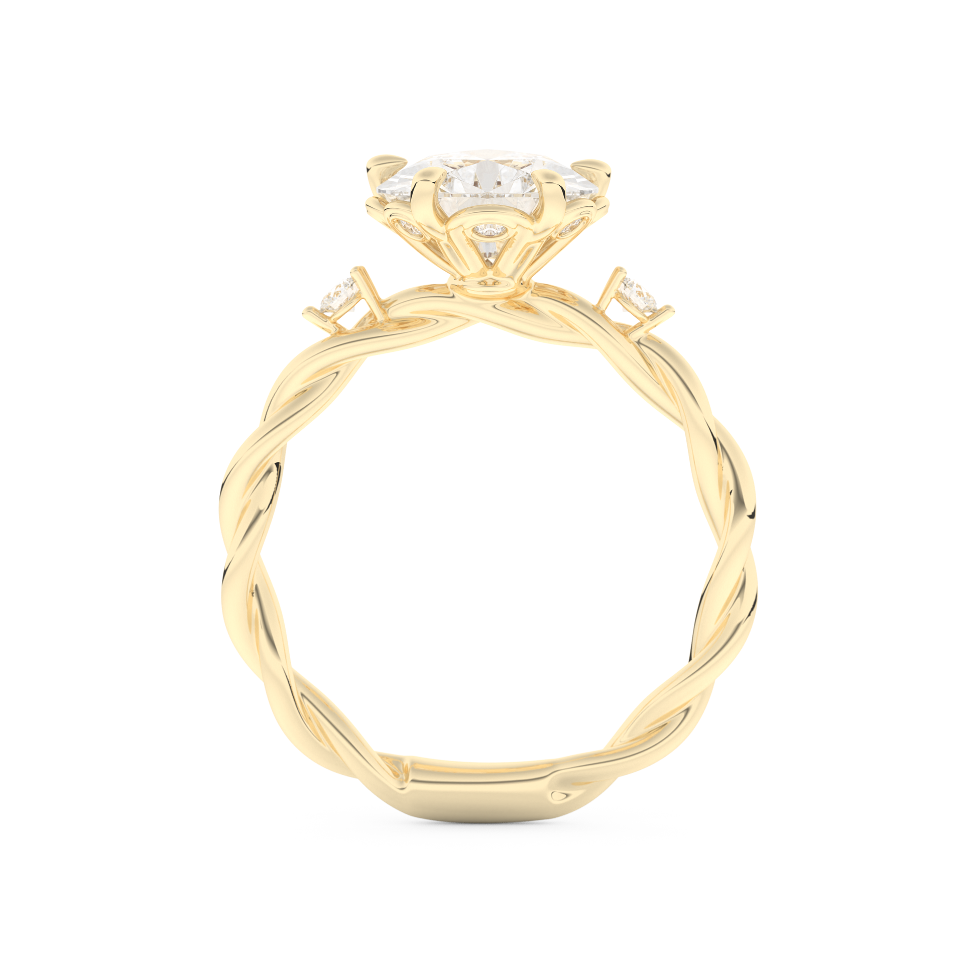 Elongated Pear Cut 2.73 Carat Moissanite Ring – Three Stones Setting in Gold