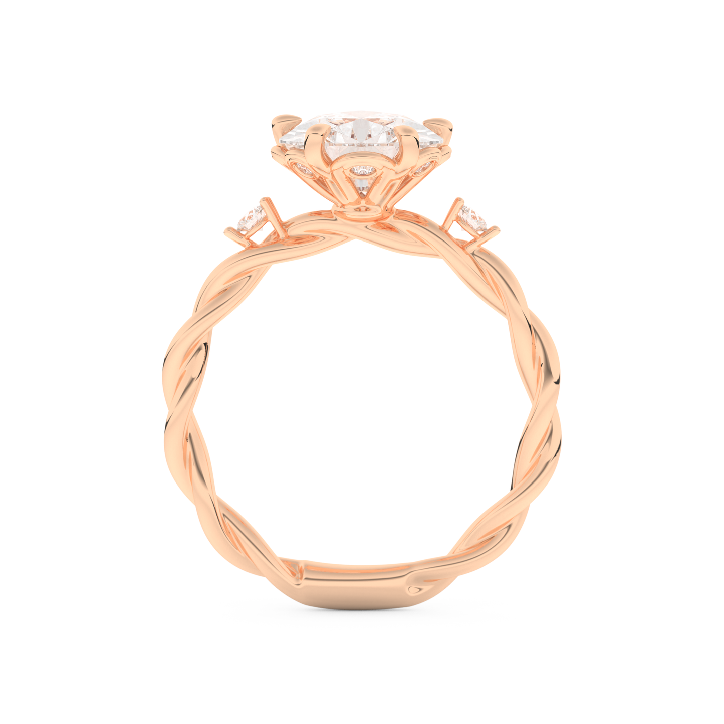 Elongated Pear Cut 2.73 Carat Moissanite Ring – Three Stones Setting in Gold