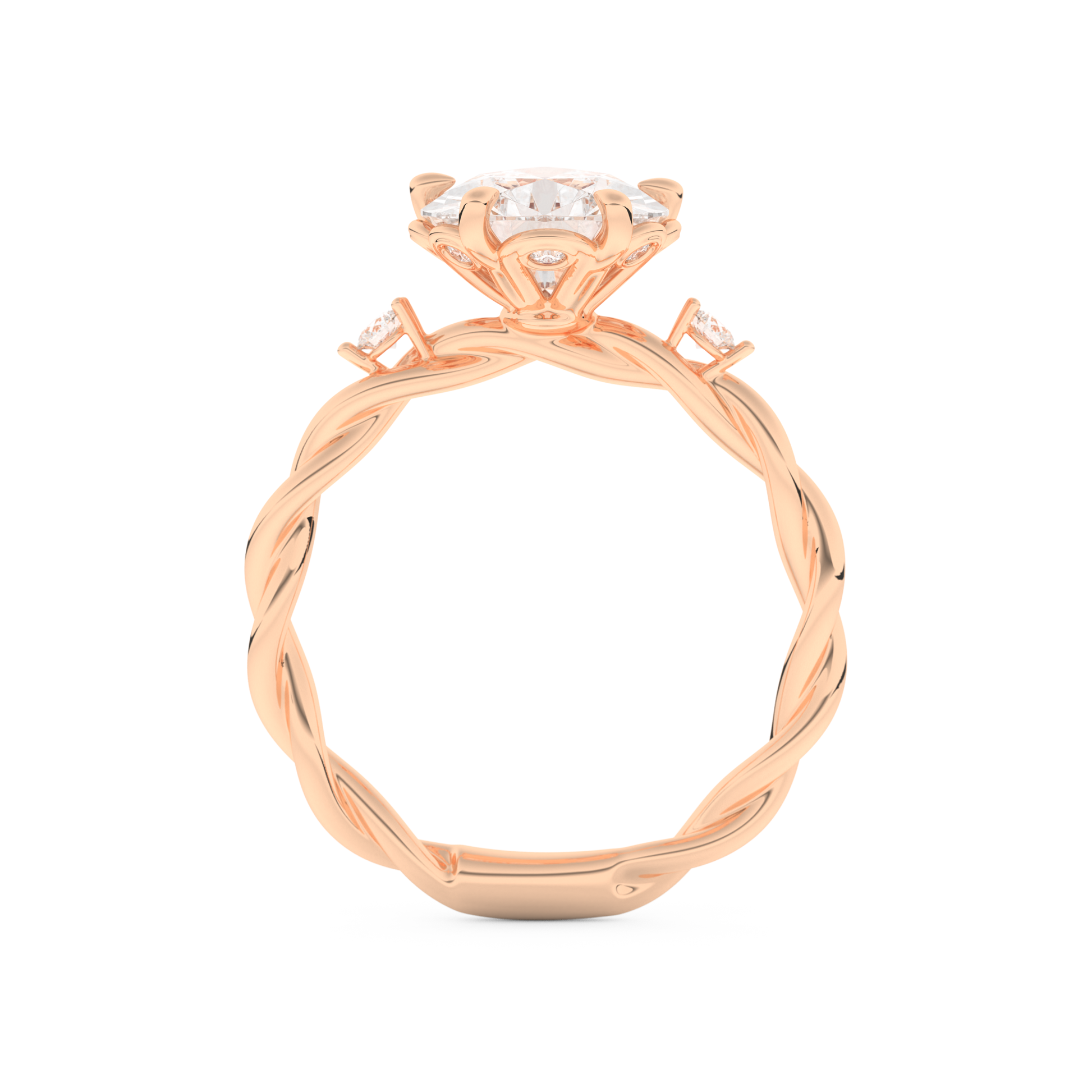 Elongated Pear Cut 2.73 Carat Moissanite Ring – Three Stones Setting in Gold