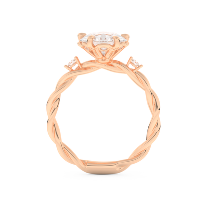 Elongated Pear Cut 2.73 Carat Moissanite Ring – Three Stones Setting in Gold