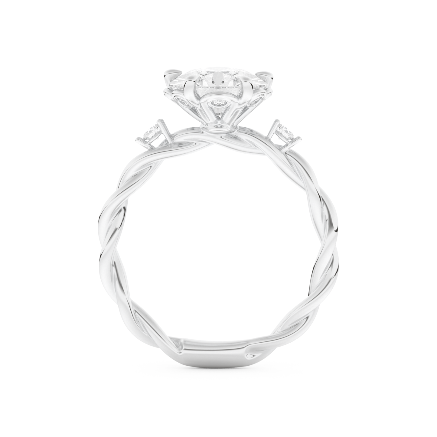 Elongated Pear Cut 2.73 Carat Moissanite Ring – Three Stones Setting in Gold