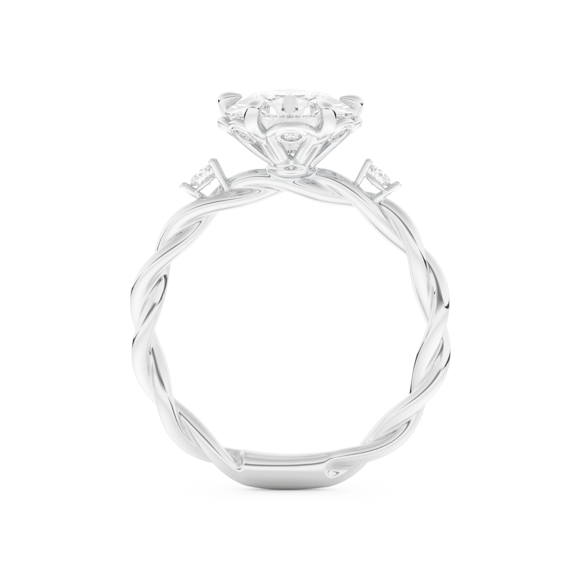 Elongated Pear Cut 2.73 Carat Moissanite Ring – Three Stones Setting in Gold