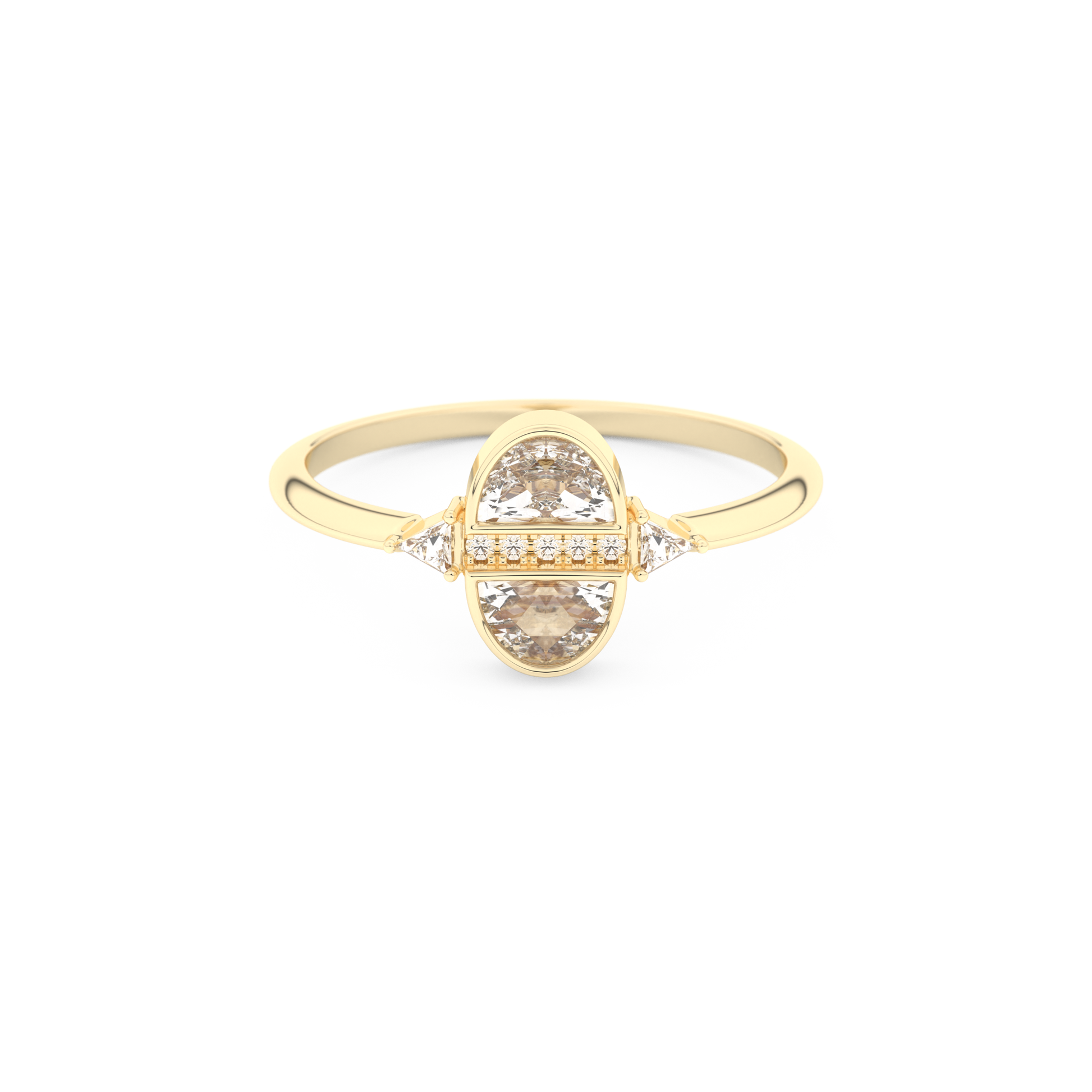 Wedding Band with 0.39 CT Triangle, Half Moon & Round Cut Moissanite – Yellow, White, or Rose Gold