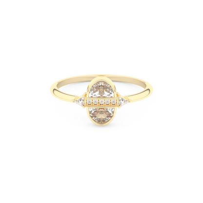 Wedding Band with 0.39 CT Triangle, Half Moon & Round Cut Moissanite – Yellow, White, or Rose Gold