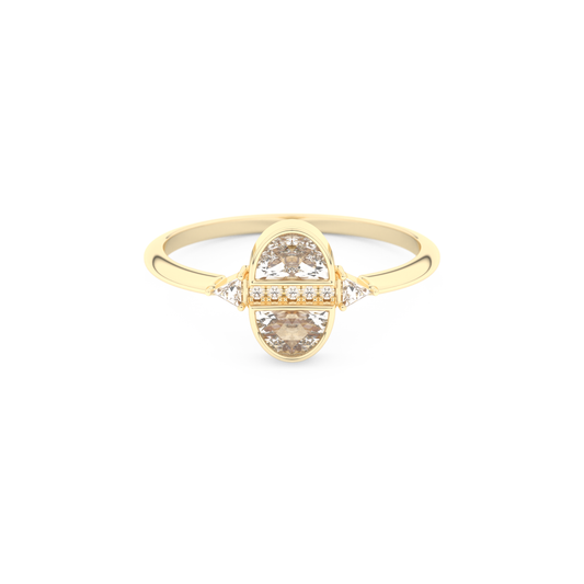 Wedding Band with 0.39 CT Triangle, Half Moon & Round Cut Moissanite – Yellow, White, or Rose Gold