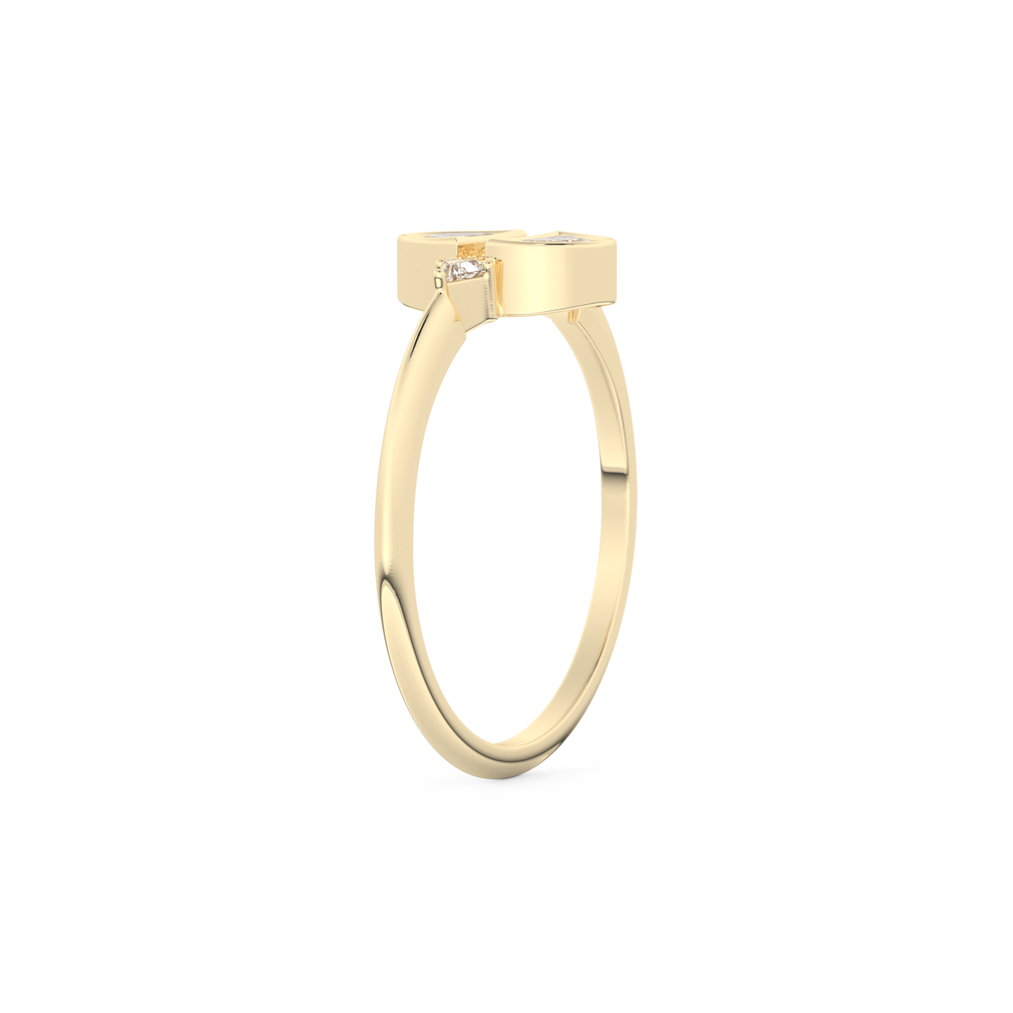 Wedding Band with 0.39 CT Triangle, Half Moon & Round Cut Moissanite – Yellow, White, or Rose Gold