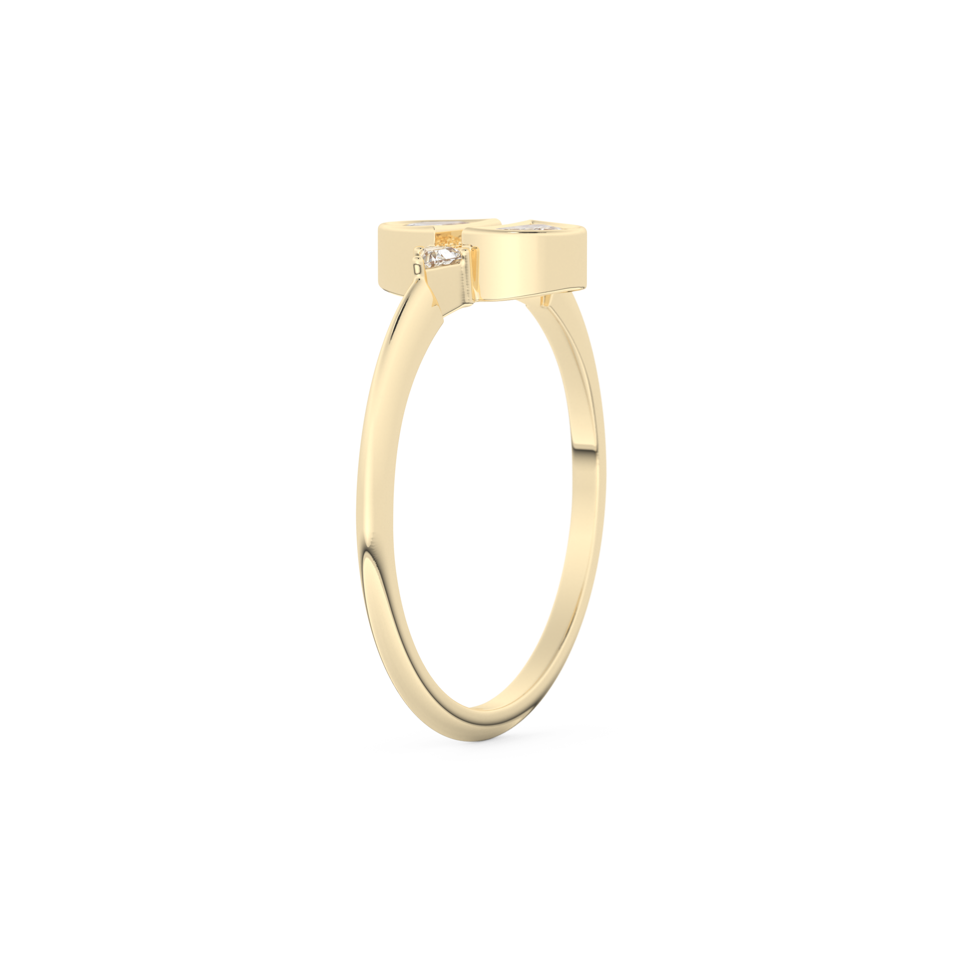 Wedding Band with 0.39 CT Triangle, Half Moon & Round Cut Moissanite – Yellow, White, or Rose Gold