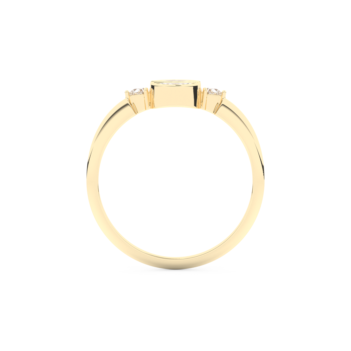 Wedding Band with 0.39 CT Triangle, Half Moon & Round Cut Moissanite – Yellow, White, or Rose Gold