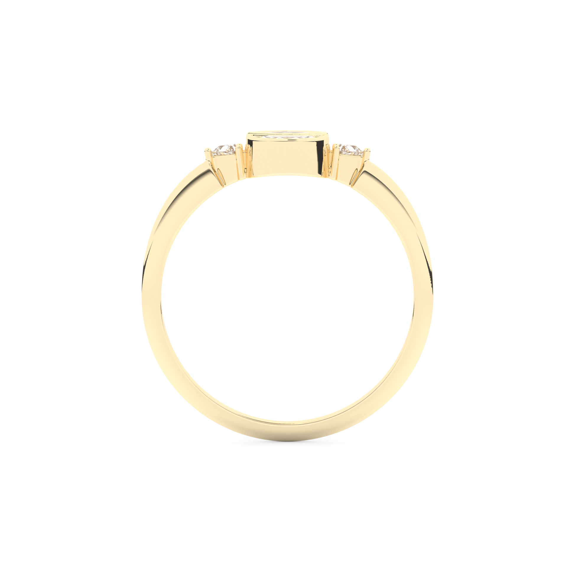 Wedding Band with 0.39 CT Triangle, Half Moon & Round Cut Moissanite – Yellow, White, or Rose Gold