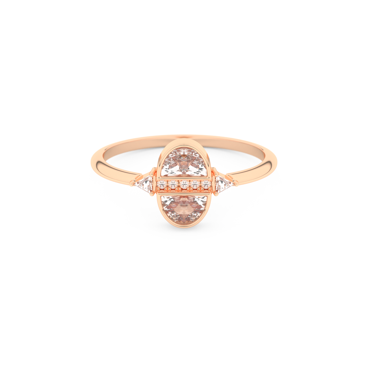 Wedding Band with 0.39 CT Triangle, Half Moon & Round Cut Moissanite – Yellow, White, or Rose Gold