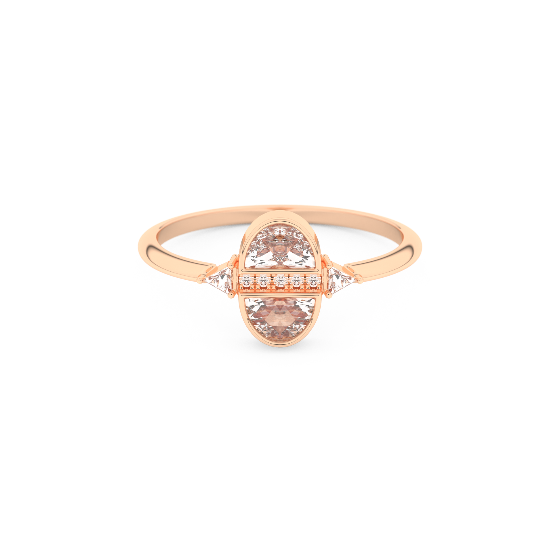 Wedding Band with 0.39 CT Triangle, Half Moon & Round Cut Moissanite – Yellow, White, or Rose Gold