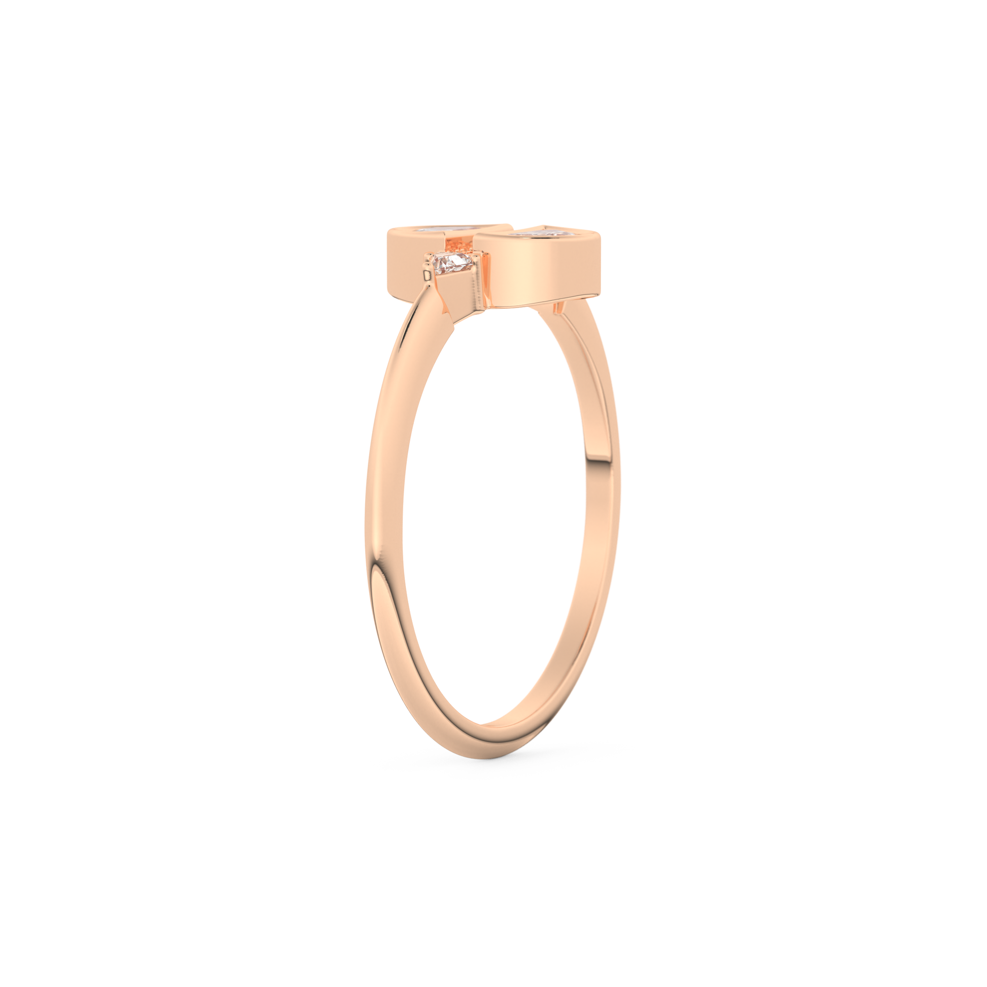 Wedding Band with 0.39 CT Triangle, Half Moon & Round Cut Moissanite – Yellow, White, or Rose Gold